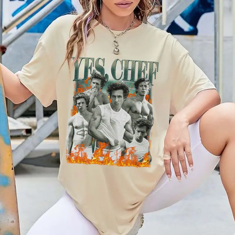 Retro Yes Chef Jeremy Allen White, The Bear, Yes Chef Fire T-Shirt Sweatshirt Hoodie Unisex Casual Fit