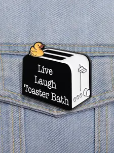 Cute Toast Shaped Alloy Brooch, Playful Creative Fun English Badge for Fashion Accessories, Unisex Casual Wear for All Seasons