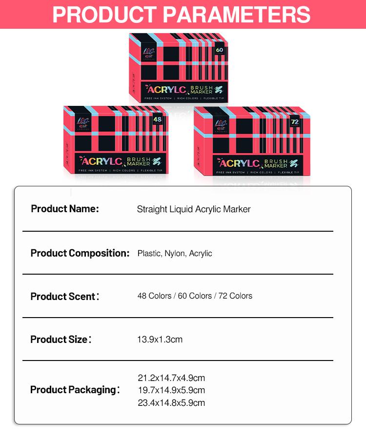 48/60/72 Color Acrylic Paint Pens, Soft Brush Tip Acrylic Paint Markers,Quick-Drying Waterproof Acrylic Markers for Canvas, Rock Painting, Wood, Stone, Glass, Ceramic, Fabric Painting, DIY Crafts.