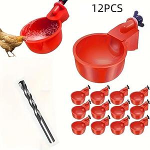 automatic chicken water dispenser, 12pcs/set durable self stop feeder, suitable for chicken farms, easy to install, suitable for poultry, ducks, and birds