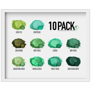 10 Color Pigment Powder Variety Pack Set O - Greens