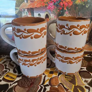 Large Clay Mugs - Made in Mexico - Set of 4