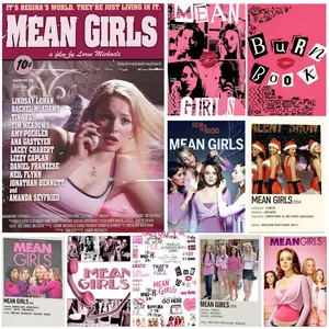 Mean Girls Movie Frameless DIY Sticky Poster Self-Adhesive Waterproof Art Sticker, Aesthetic Minimalist Wall Poster for Coffee Shop, Bar & Home Room Decor