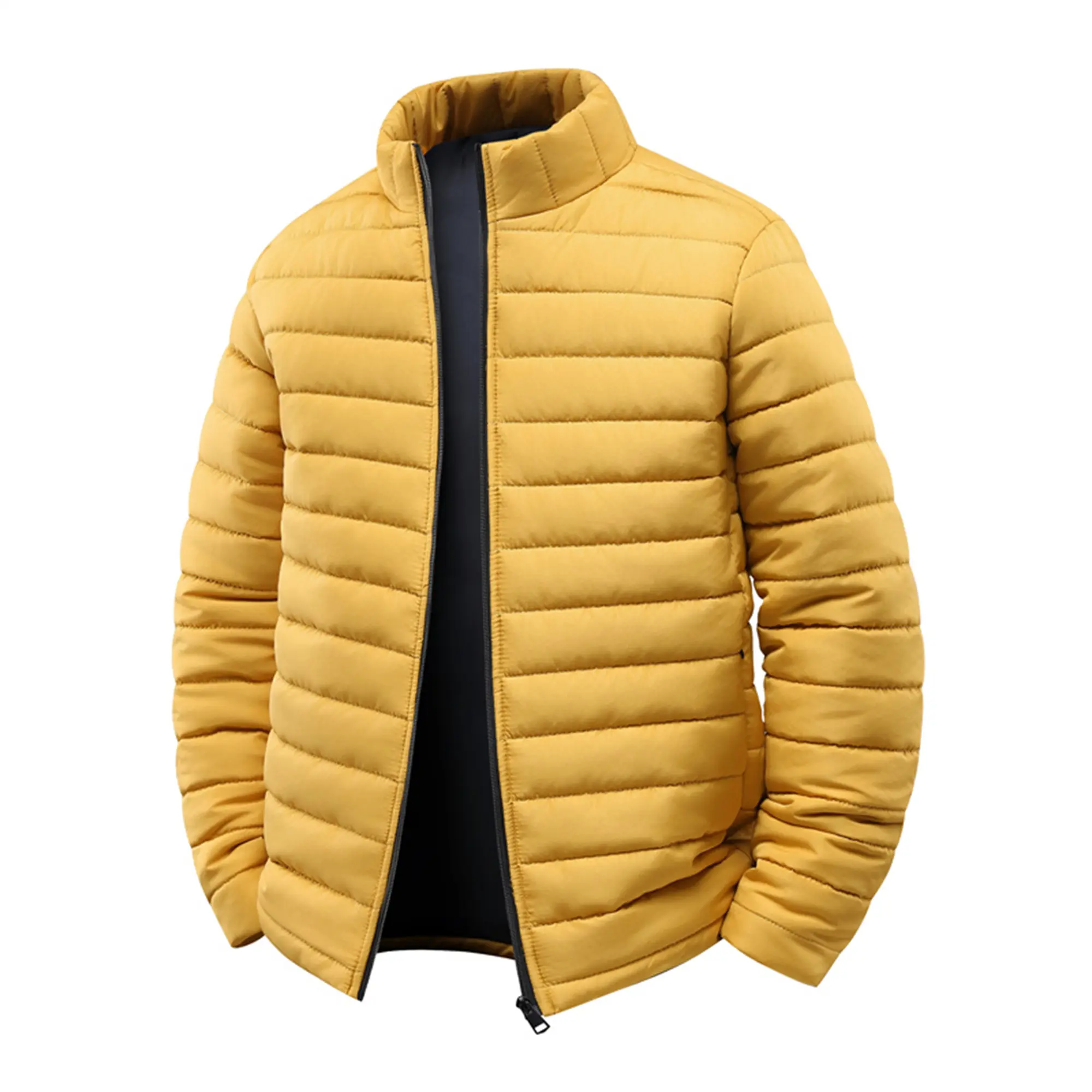 Autumn Winter New Men's Stand Collar Coat, Simple Style, Thick Warm Fabric, Long Sleeve Jacket, Cold Weather Clothing, Everyday Winter Overcoat