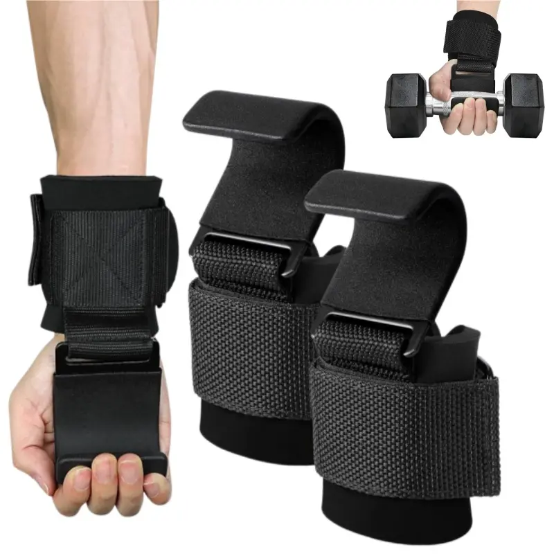 Heavy Duty Weight Lifting Hooks with Padded Wrist Straps, Enhanced Deadlift Grip for Powerlifting, Pull Ups & Gym Lifting, Lifting Straps, Grip Lifting Strap Hand Strengtheners