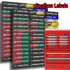 45-Piece Tool Box Organizer Label Set, Toolbox Labels, Durable Waterproof Labels for Easy Tool Identification, Efficient Work Space for Garage & Studio Use