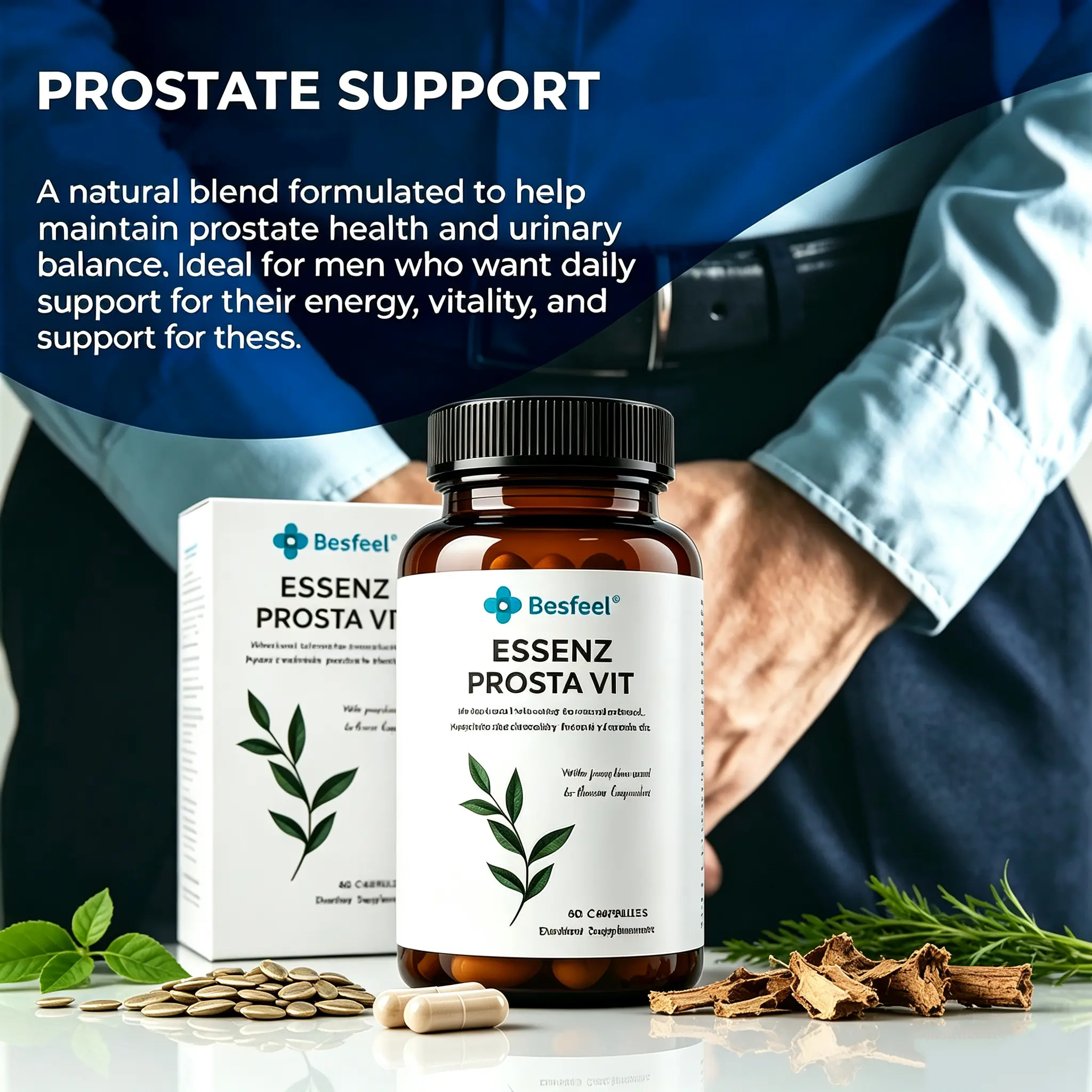 [Powerful Formula] Prostate Health Capsule, Men's Prostate Support Supplement with Saw Palmetto, Pumpkin Seed Oil & Pygeum Africanum, Naturally Extracted Herbal Protein Supplement for Men's Health & Urinary Wellness