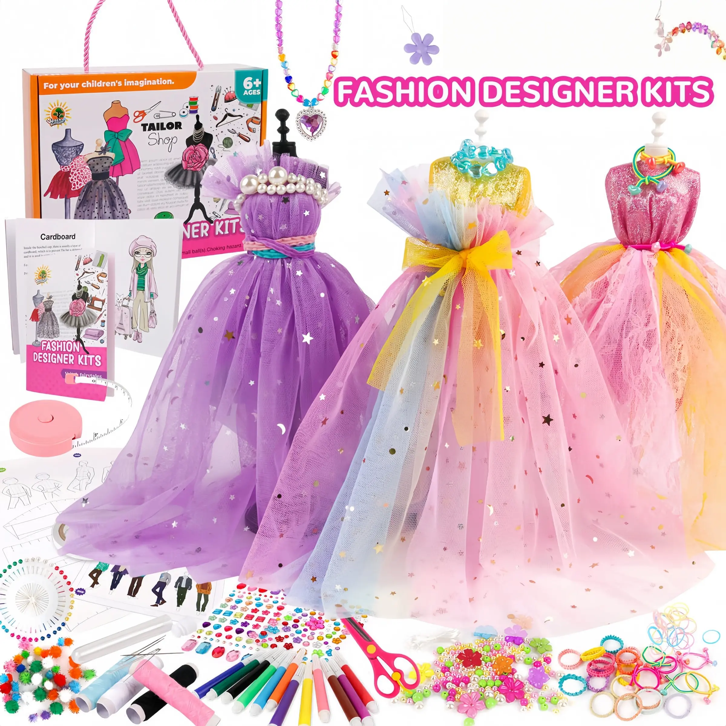 378 Piece Fashion Design Craft Set, Girl Designer Kit, Creative DIY Sticker Handmade Set, Stickers Kit, Perfect Gift for Birthday, Valentine's Day, Day