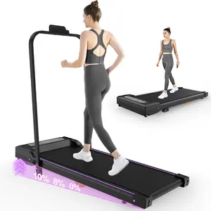 Dufominc 2-in-1 Portable Under Desk Treadmill Walking Pad with Handle, Remote Control, LED Display, Double Shock Absorption, Anti-Slip Belt, Tracks Time, Calories, Distance, Speed, Steps Data, Max Load for Home Office Use