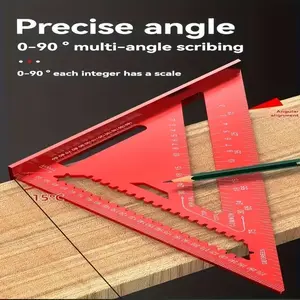 Precision Aluminum Angle Ruler - 7/12 Inch Triangle Woodworking Rule with Toothed Edge, DIY Home Decor Tool, Compact Design