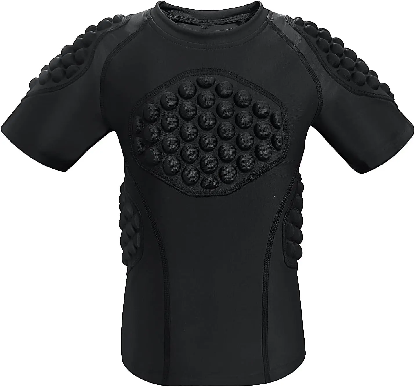 Kid’s Padded Shirts Short Sleeve Compression Chest and Rib Protector T Shirt Youth Protective Gear