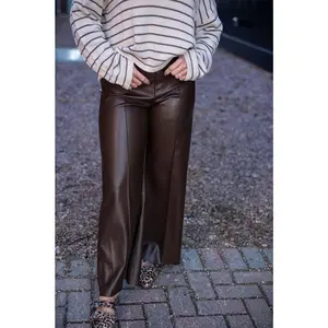 Brown Leather Pleated Pants