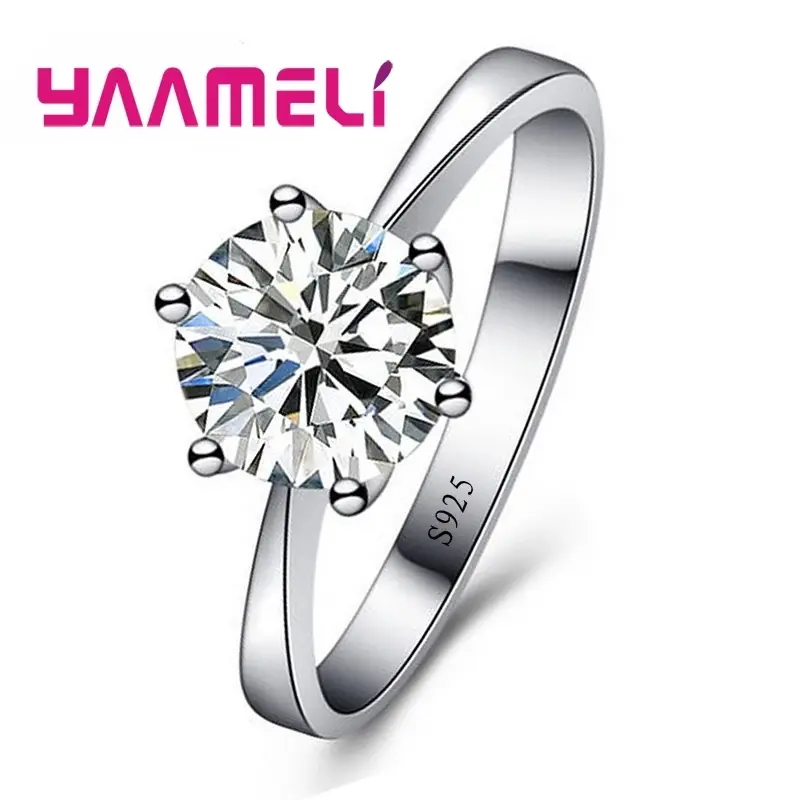 FASHION - Statement Big Round CZ Stone Ring for Women Female Excellent 925 Sterling Silver White Topaz Christmas New Year Gift