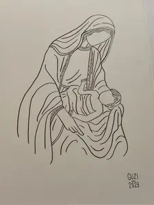 "Nossa Senhora e Menino Jesus" - handmade drawing