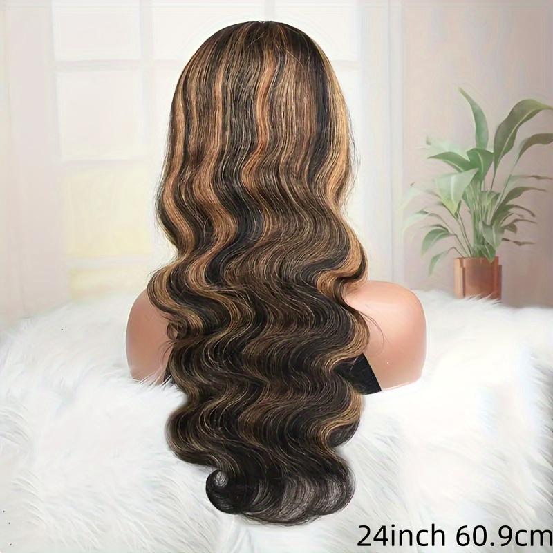 1pc Unisex 26 Inch Body Wave Lace Front Wig, 5x5 Glueless, Pre Plucked with Baby Hair, 200% Density, Sports Style, Black & Honey Blonde Ombre, 1b/30 Balayage Wig for Women