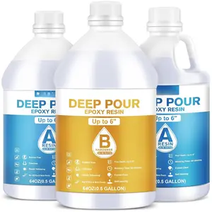 Deep Pour Epoxy  1.5 Gallon [ VRESION], Up to 6" Pour Depths Epoxy , Bubble Free & Super-Gloss Flow Casting ,  Epoxy for  Table, River Table, Countertops