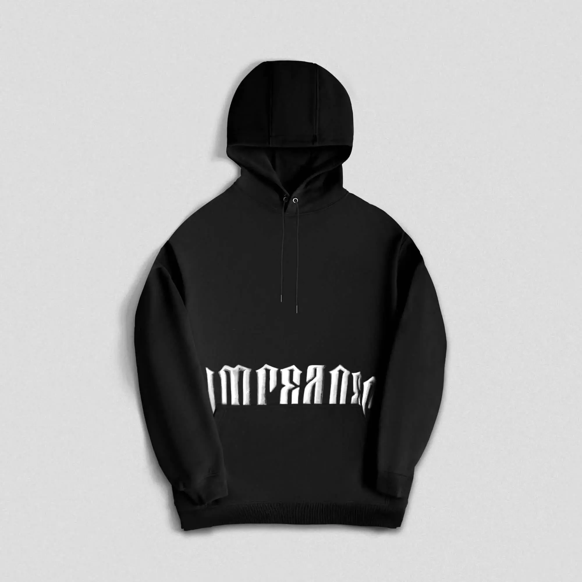Men's Ultra-Plush Fleece Phantom Hoodie - Soft, Casual, Fashionable, Stylish Long-Sleeve Black/White Stretchable Ribbed Sweatshirt with Pocket