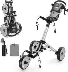 Tivor Lightweight Golf Push cart 3 Wheel,Foldable Golf Trolley for Adults and Junior with Ergonomic Adjustable Handle, Scorecard Holder, Umbrella Mount, Foot Brake, All-Terrain Wheels