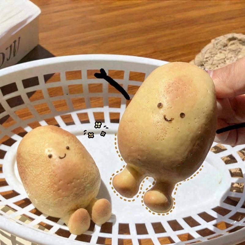 2Pcs Potato Taba Squishy, Kawaii Squeeze Toys Pinch Cute PVC Fufu Squishy Toys for Anxiety Relief, Soft Stress Toys for Party, Favors Novelty Things OPP Packaging, Silicone Slow-Rising