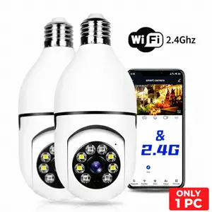 Light Socket Security Wireless Camera,Color Night Vision & Human Detection Target Camera Security 2.4G/5G WiFi Easy Install Ptz Protection, Light Bulb Camera