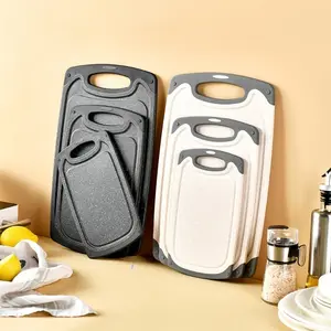 Plastic Cutting Board Set, Non-Slip Design, Hanging Storage, Water Drain Groove, Includes Peeler, Ideal for Meat Fruit Vegetables