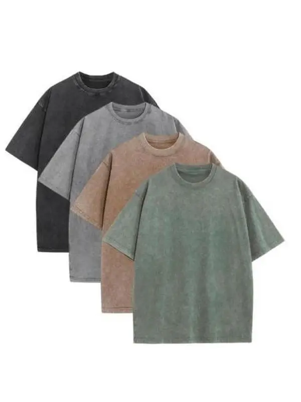 Women's 4-Pack Unisex Oversized Cotton T-Shirts, Solid Color Boyfriend Tees, Vintage Casual Athletic Style Gym Pump Covers, Athletic Clothing Activewear
