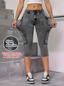 Women's Printed Leggings, Non-Denim Fabric, Casual & Stylish Design, Perfect for Daily Wear