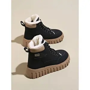 Snow boots for men and women, fuzzy boots, insulated waterproof lightweight non-slip outdoor footwear, warm fleece-lined winter shoes