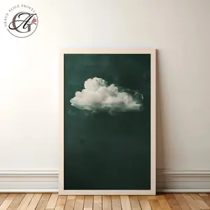 Emerald Green Cloud Poster, Moody Minimalist Wall Art, Digital Download Print, Aesthetic Home Decor