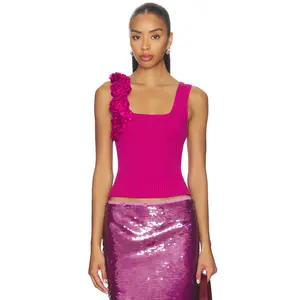 Aje Emmy Flower Knit Tank Top in Magenta
