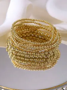 7pcs Gold Stackable Bracelets For Women Gold Bracelet Stack Pearl Beaded Bracelets For Women 14K Stretch Bead Ball Bracelet Sets Jewelry For Mother's Day Birthday Gifts, perfect for everyday wear