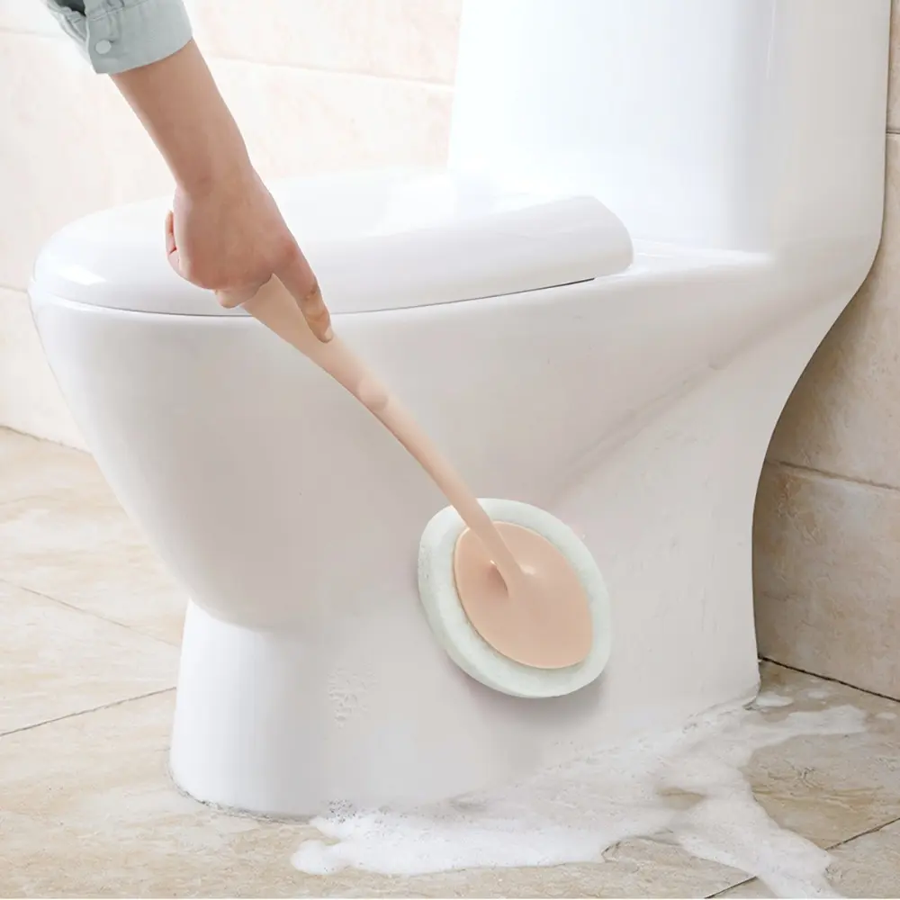Long Handle Versatile Wall-Mounted Sponge Brush - Perfect for Bathroom, Tile & Kitchen Cleaning