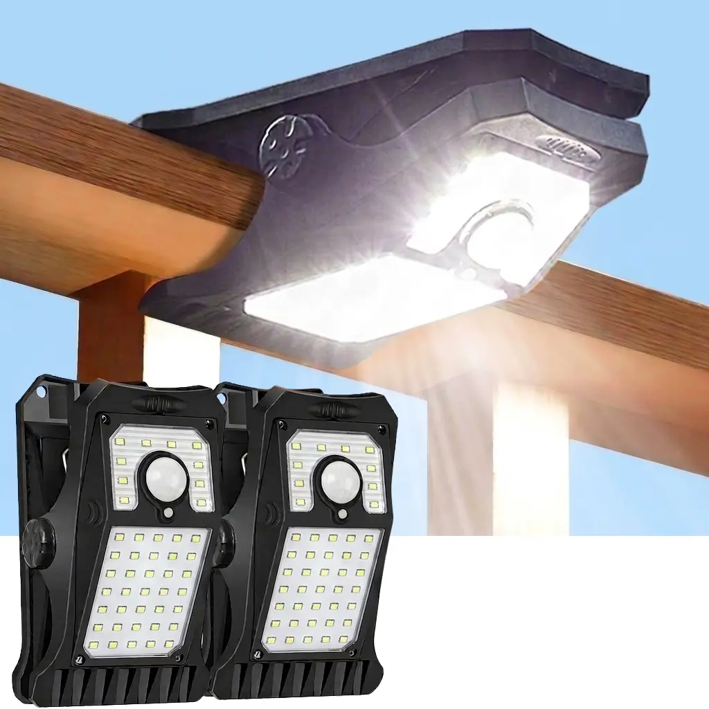 Outdoor Solar Clip Lights - Solar Powered, USB-Compatible, Wireless, IP65 Waterproof, Motion Sensor Security Lights, Remote Control, High Lumens, Durable, Clips Easily (1/2 Pack) for Decking, Patio Lighting