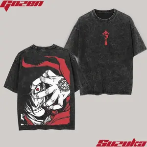 Dracula Alucard Hellsing" Retro Vintage Unisex Oversize Anime Manga Washed Heavyweight Cotton T-shirt 4UF