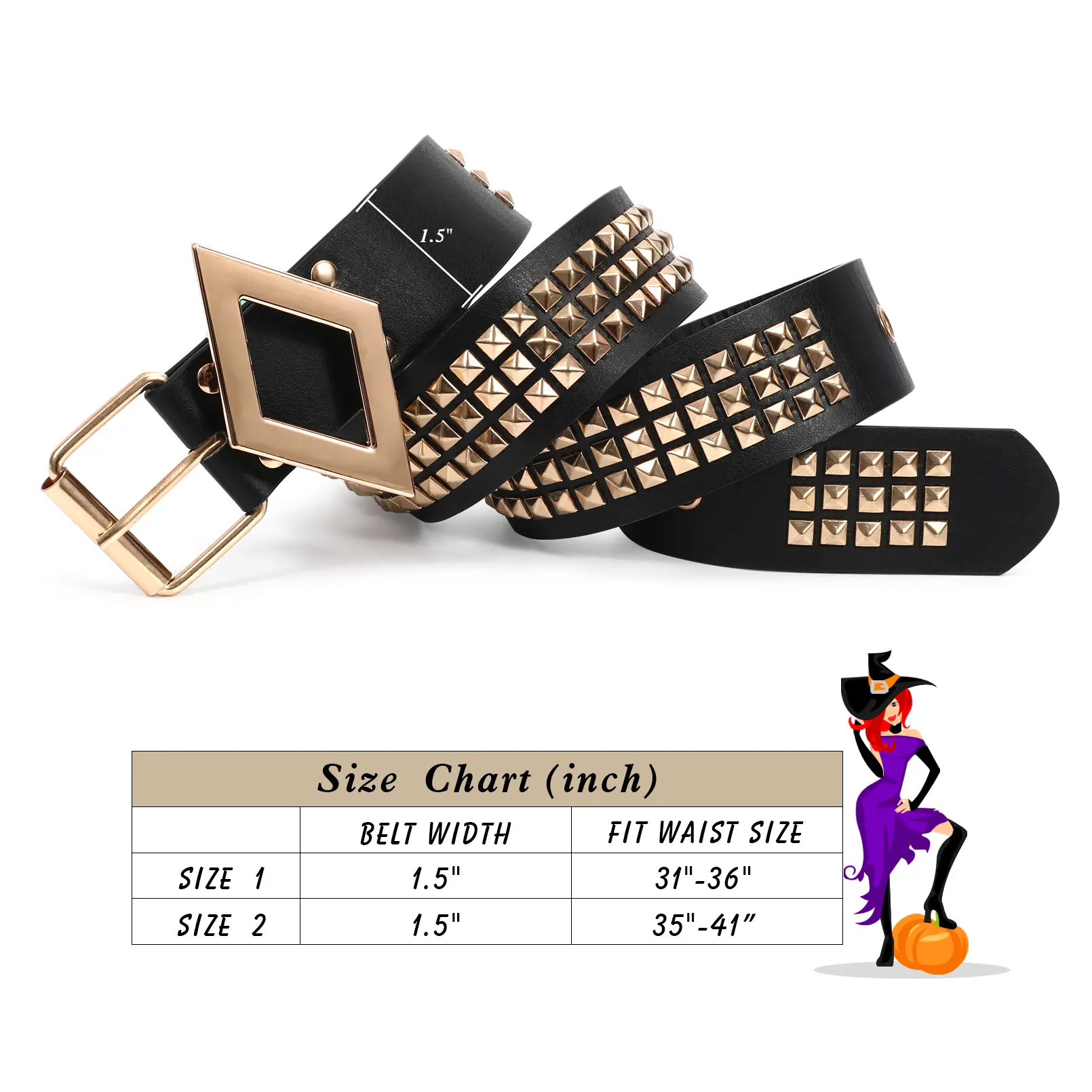 XZQTIVE Studded Belt Metal Punk Rock Rivet Belts for Women  display picture 2