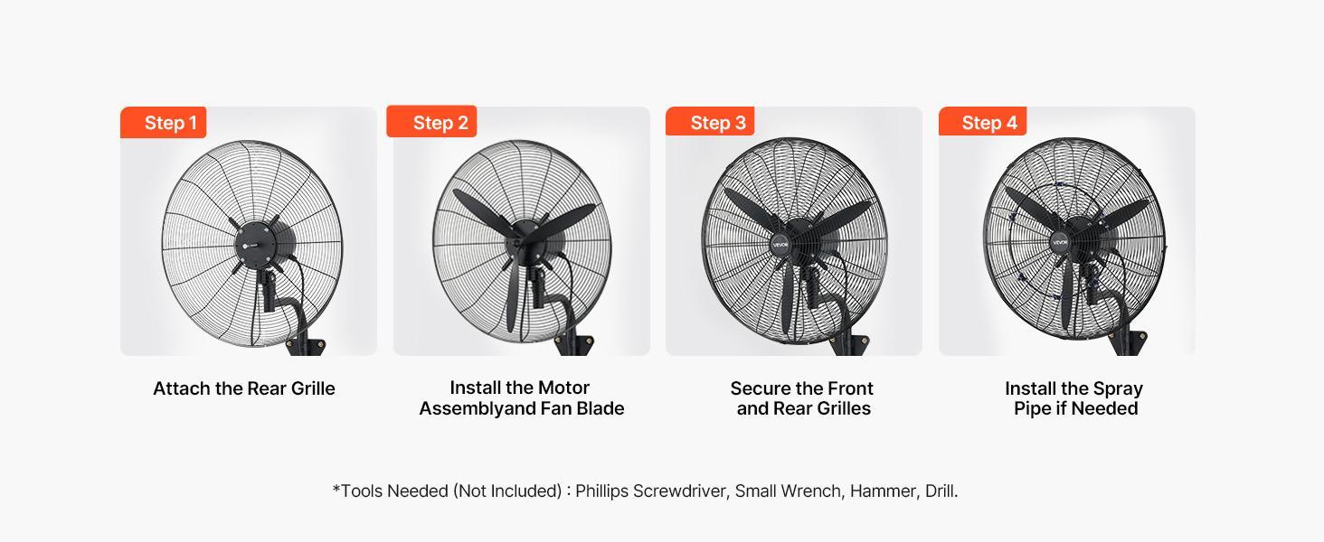 【BackToSchool】VEVOR 24-in Sturdy Wall-Mounted High Power Fan - IP44 Rated, 3-Gear Adjustable, Oscillating Mist, Mechanical Control, Aluminum Blades, Adjustable Airflow, for Grow Tents, Workshops 【BackToSchool】VEVOR 24-in Sturdy Wall-Mounted High Power Fan - IP44 Rated, 3-Gear Adjustable, Oscillating Mist, Mechanical Control, Aluminum Blades, Adjustable Airflow, for Grow Tents, Workshops