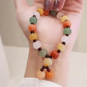 Jade Bracelet For Women And Men Pumpkin Beads Versatile For Christmas Gifts Birthday Gifts