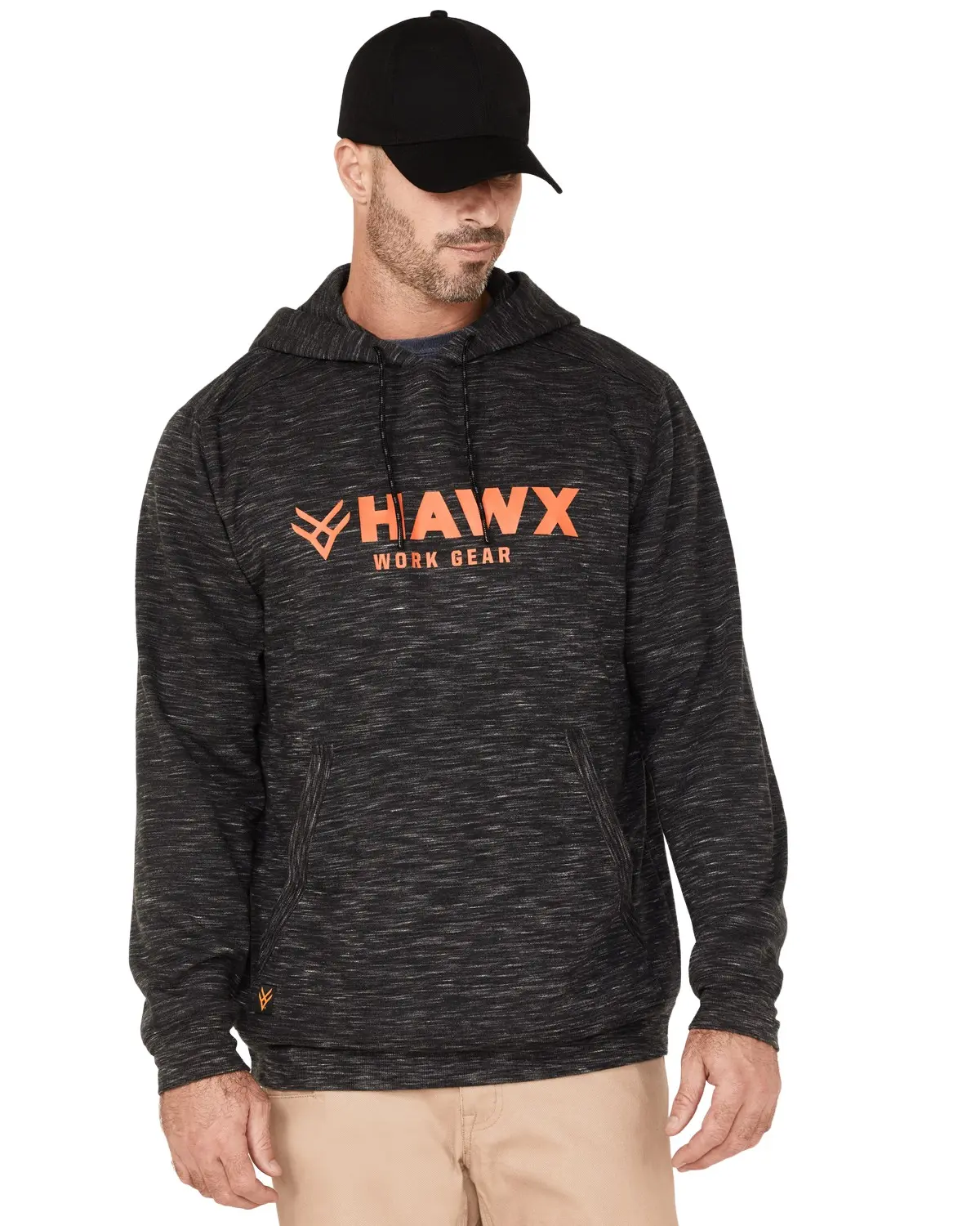 Hawx Men's Men'S Graphic Slub Pullover Hooded Work Sweatshirt - Hxfa22k64-Blk