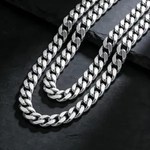 10mm Thick Polished 925 Sterling Silver Cuban Link Chain Necklace for Men, Miami Curb Link Chain, Hypoallergenic Durable Hip Hop Punk Jewelry, 18-30 Inch Length Options, Ideal Gift for Boyfriend Husband Birthday Anniversary