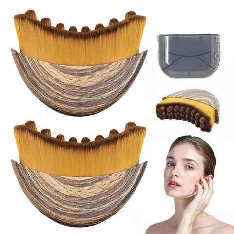 2 PCS Lymphatic Contour Face Tool - Facial Slimming & Massage Tools, Manual Lymphatic Drainage Massager, Natural Makeup Applicator with Durable Soft Bristles, Hypoallergenic Ergonomic Cleanser for Sculpting (Single Item)