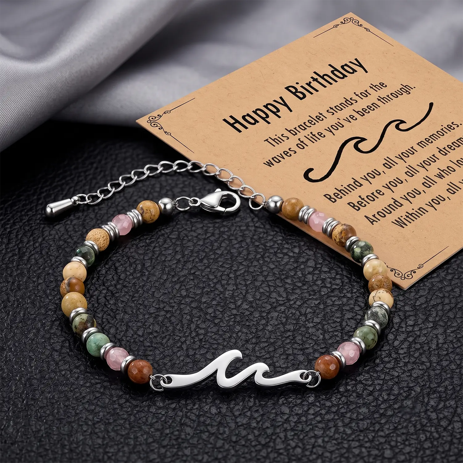 Dainty Wave Bracelet for Women, Unique Birthday Gifts for Women, Sister Gift from Sister, Christmas Graduation Mothers Day Gift for Her, Bestie Friendship Bracelets