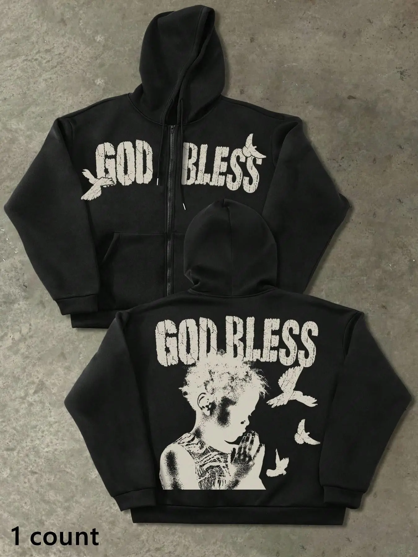 Unisex Hooded Sweatshirt Jacket, Loose-Fit Long Sleeve Graphic Pullover, Casual Spring Streetwear, Men's & Women's Fashion Outerwear