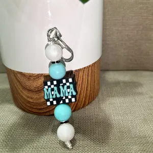 Blue checkered MAMA keychain