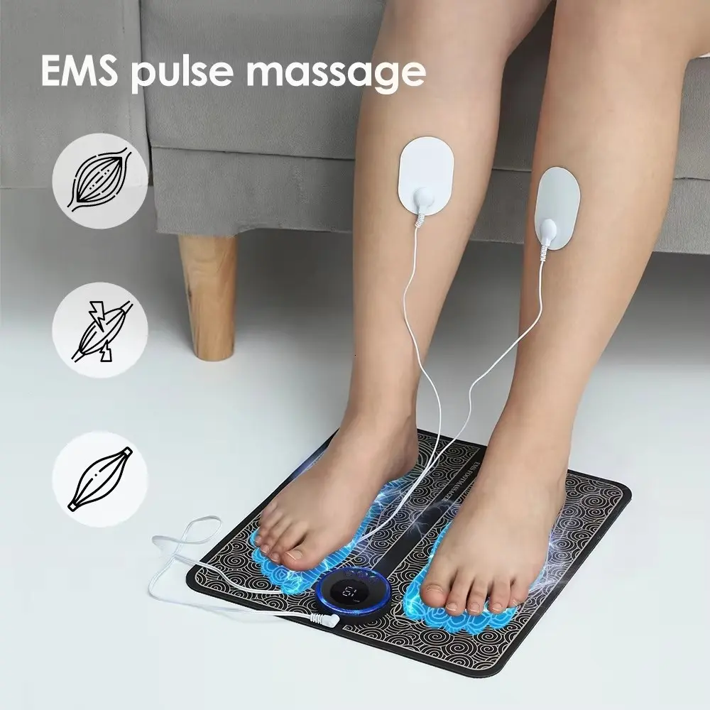 Remote Control EMS Foot Massage Pad, Portable Electric Muscle Massager, USB Charging, Outdoor Sports, Home Relaxation, New Condition, Foot Massagers, USB Rechargeable Massagers