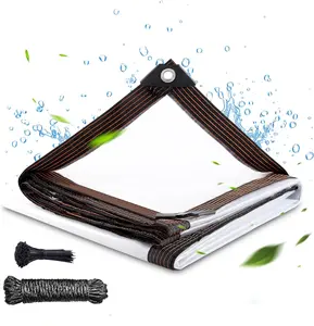 10x13ft Heavy-Duty Clear Plastic Waterproof Sheet – Waterproof & Sunshade Design, Multi-Scene Use | Rainproof PVC Tarpaulin Cover for Gardens, Potted Plants, Veggies, Pools | Windproof, Snowproof & Dustproof Protection