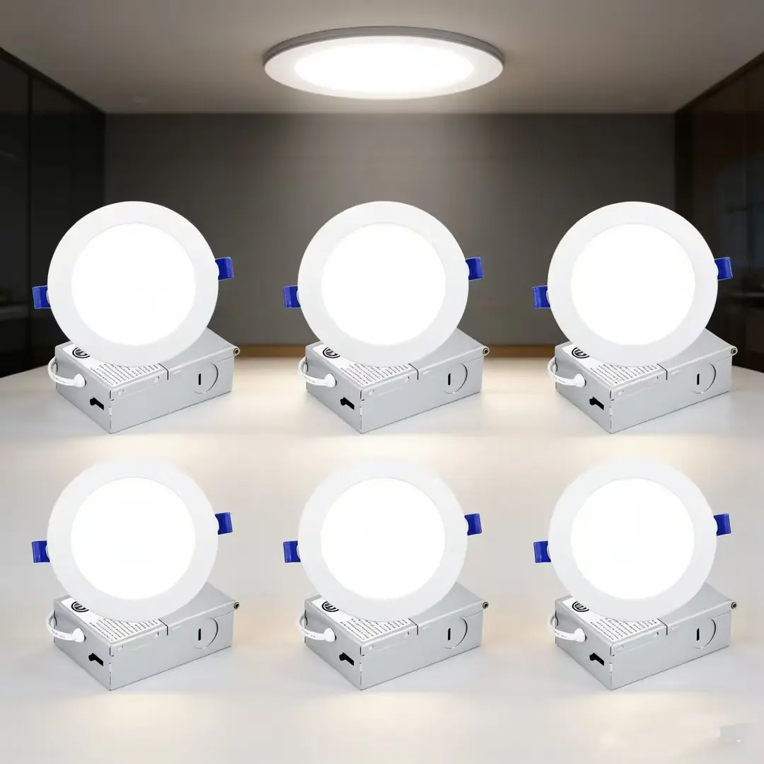 6Inch 6/12Pack Ultra-Thin 5CCT LED Recessed Light Dimmable Home Ceiling Lighting ETL Certified tiktokshopspringglowup White Led