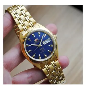 Orient Automatic Men's 3 Star Gold Tone Stainless Steel Blue Dial Watch