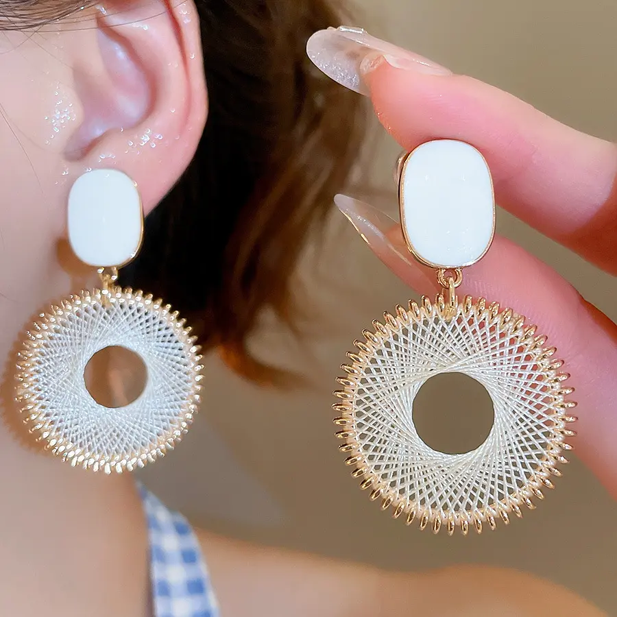 Dreamcatcher pattern circle ear clips, earrings, French court style ear studs, ear pendants, niche design earrings wholesale