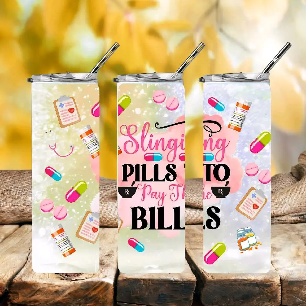 Healthcare 20oz Tumbler with Pill Design for Medical Professionals and Nurses