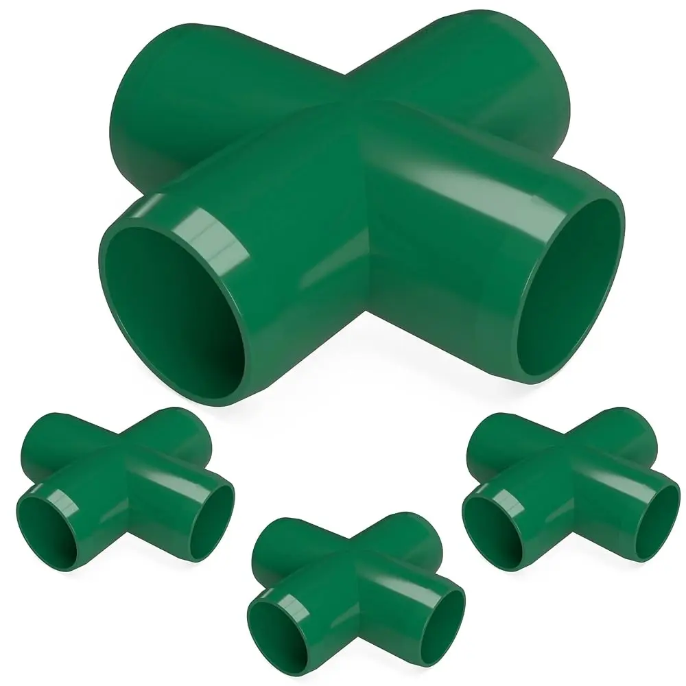 Formufit Cross PVC Fitting for Furniture, 1" Size, Green, Pack of 4